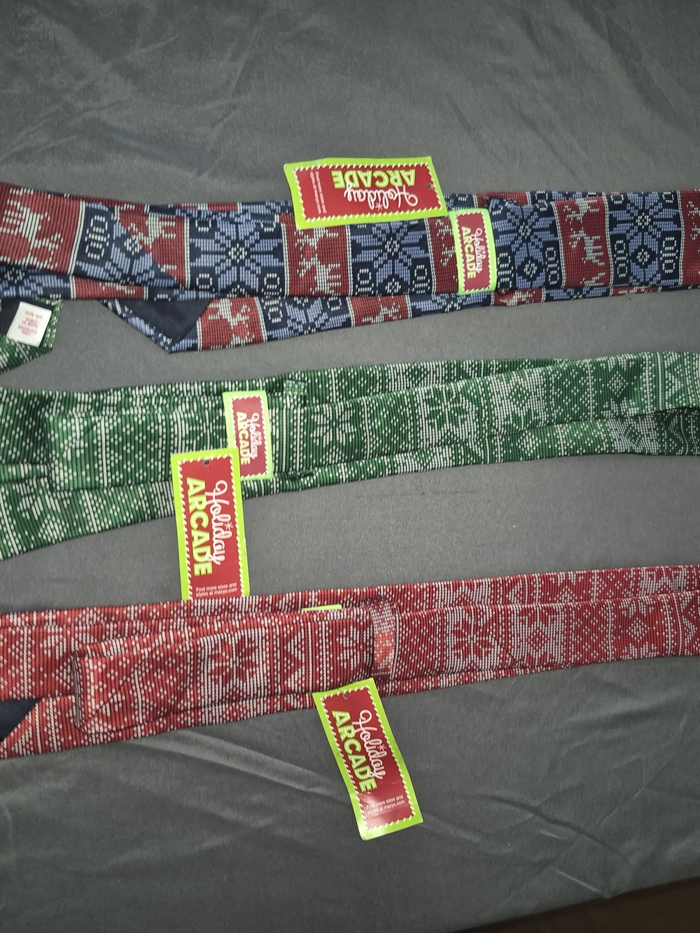 Holiday Arcade Knit Pattern Neck Ties - Red, Green, Navy